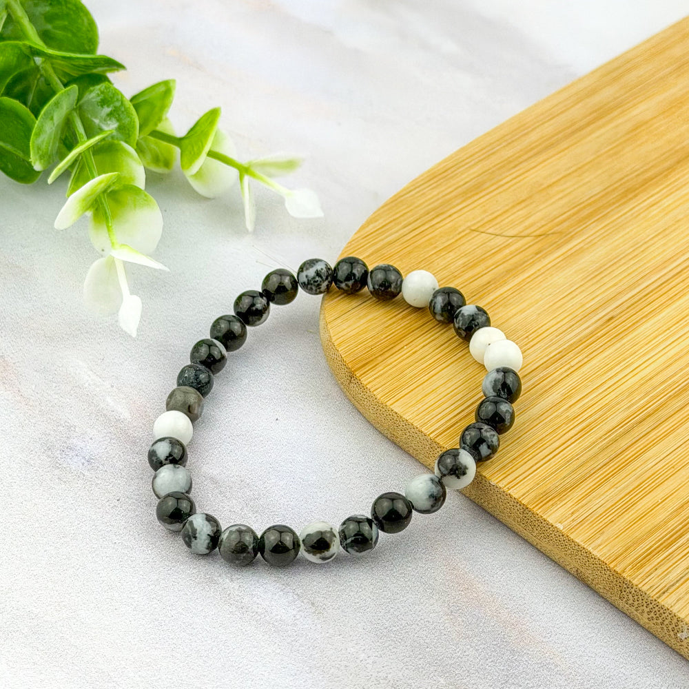 Bracelet 6 mm en jaspe zèbre