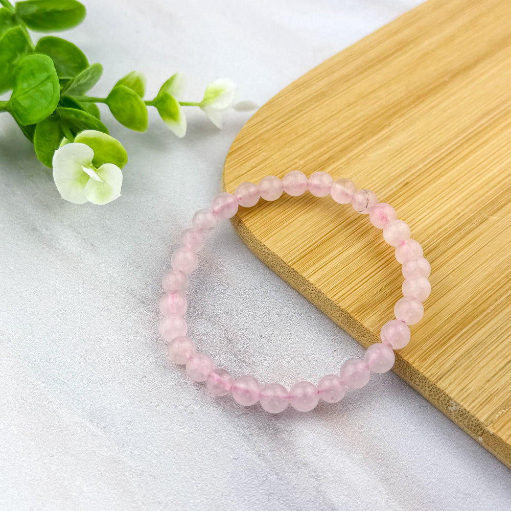 bracelet boule 6 mm en quartz rose