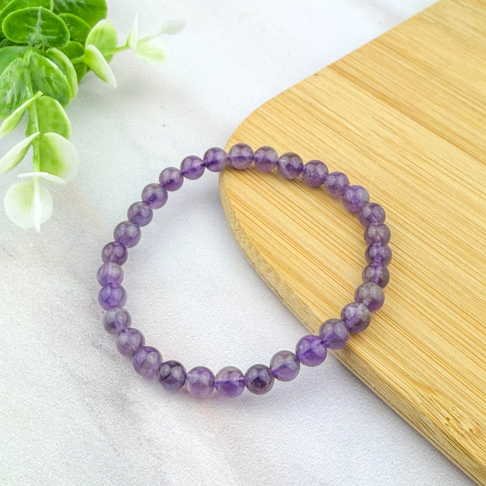 Bracelet boule de 6 mm en améthyste