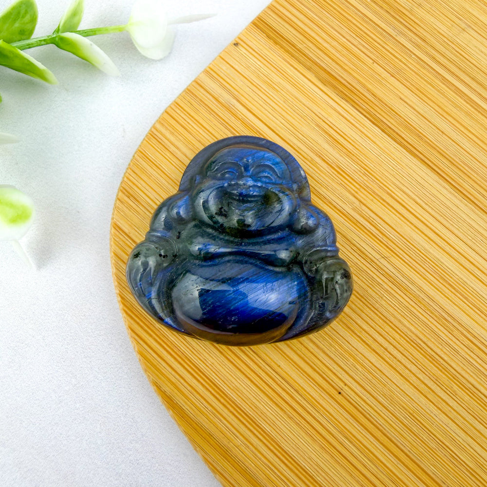 Bouddha rieur plat en labradorite