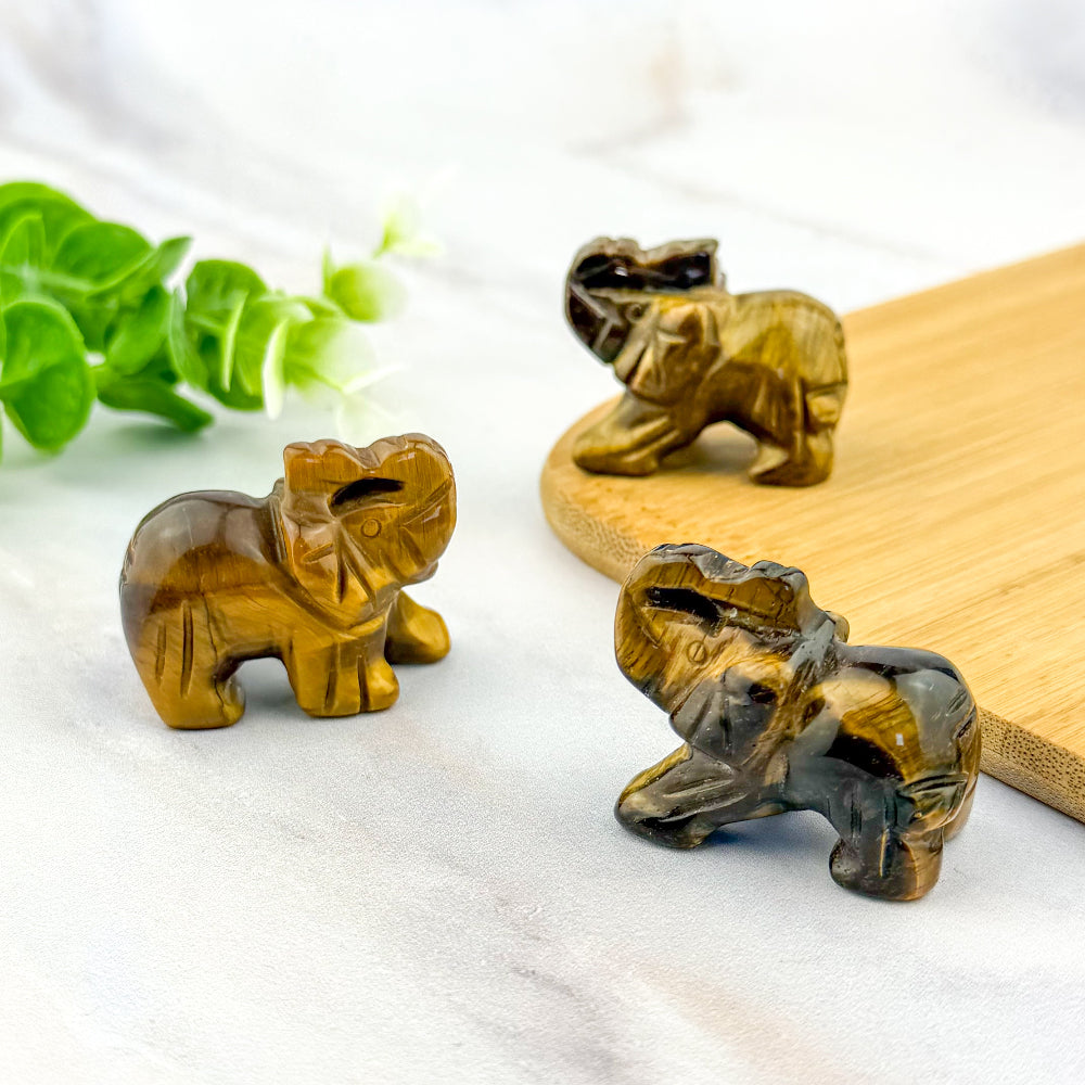 éléphant en oeil de tigre
