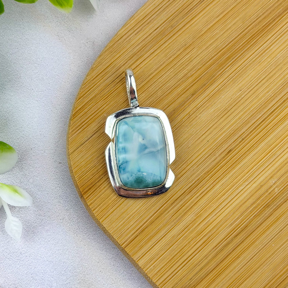 pendentif rectangulaire en larimar