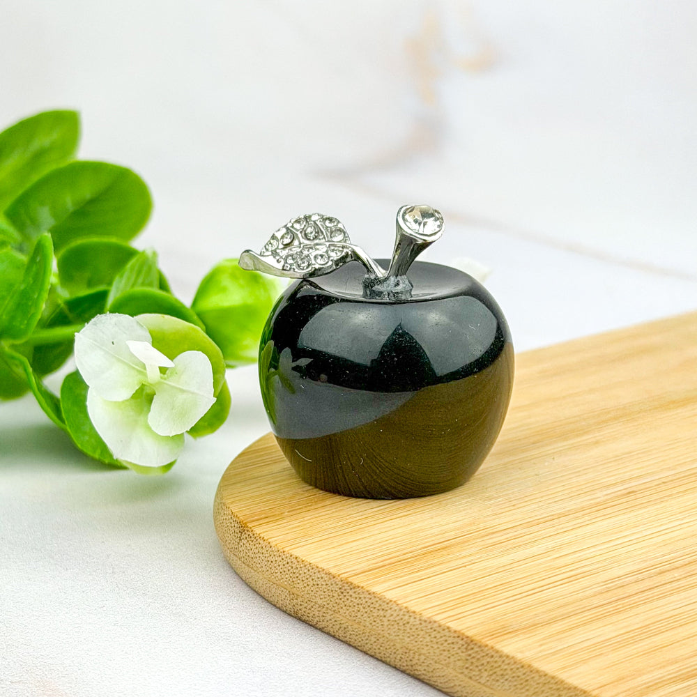 pomme en obsidienne noire et strass
