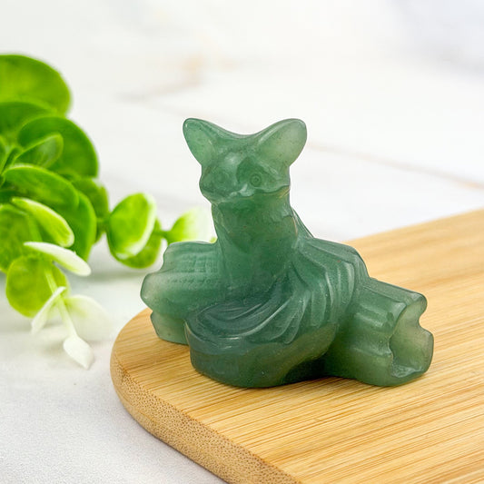 renard 5 queues en aventurine verte