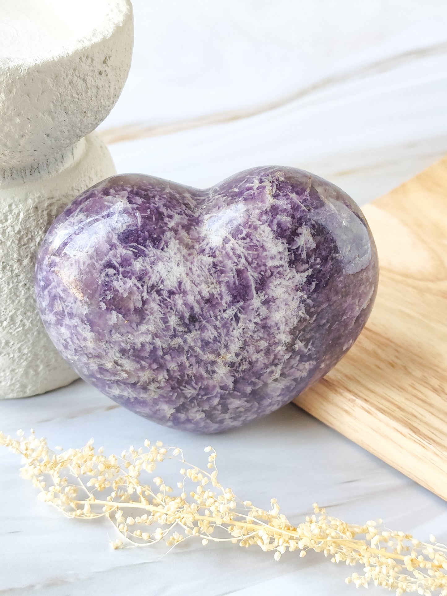 Coeur en Lépidolite/ Tourmaline rose