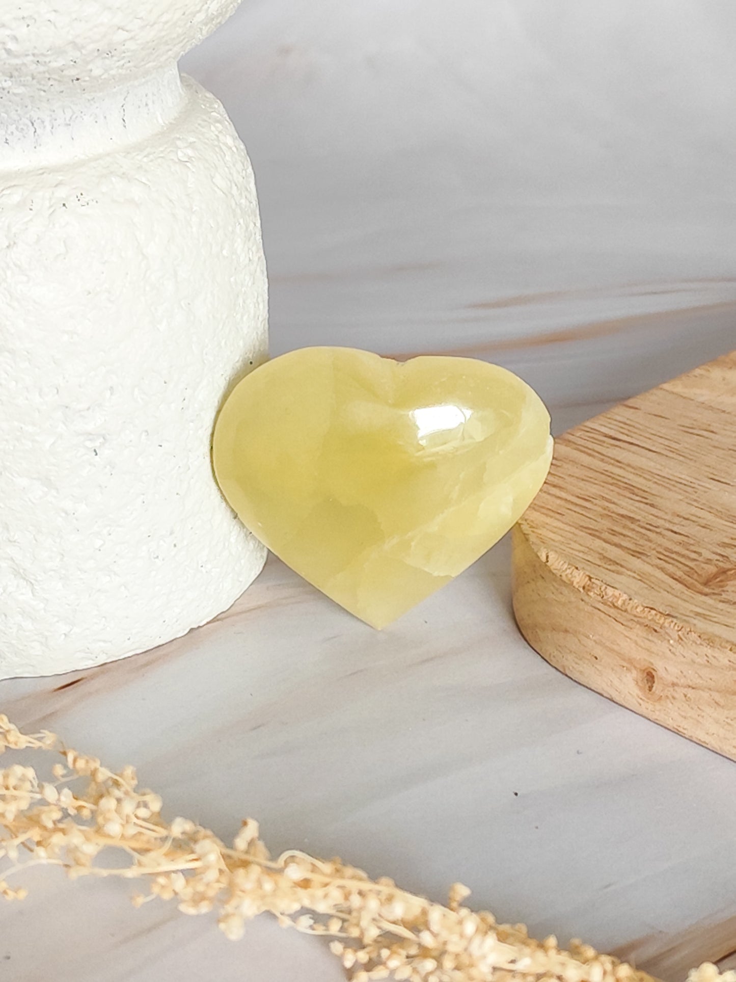 Coeur en Calcite citron
