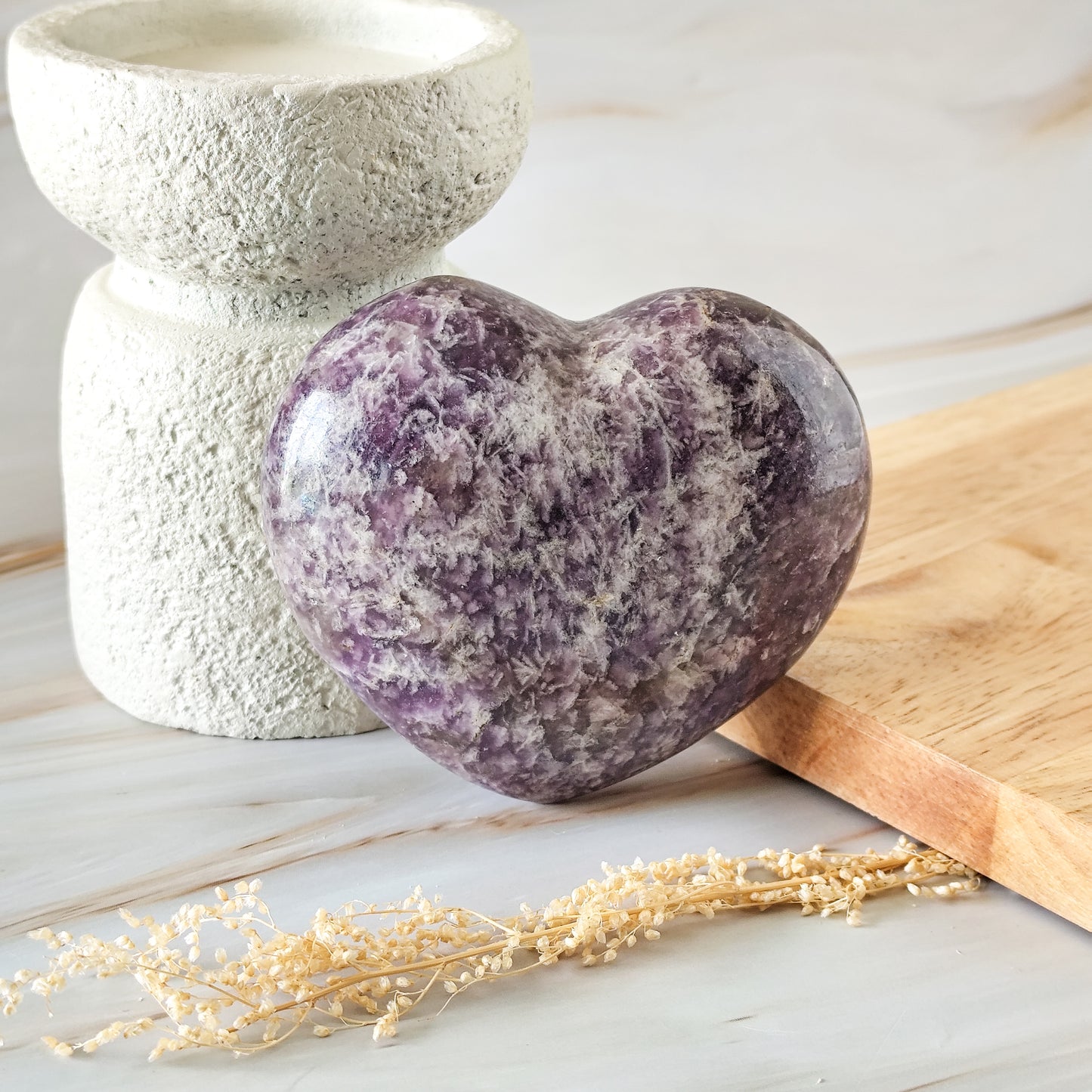 Coeur en Lépidolite/ Tourmaline rose