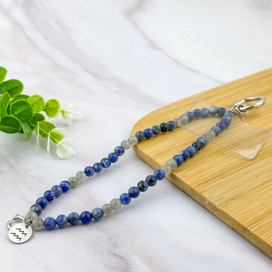 accroche téléphone personnalisable sodalite et labradorite