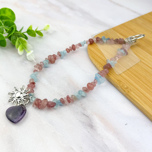 quartz fraise et aigue marine