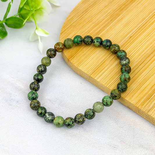 Bracelet boule 6 mm en turquoise africaine