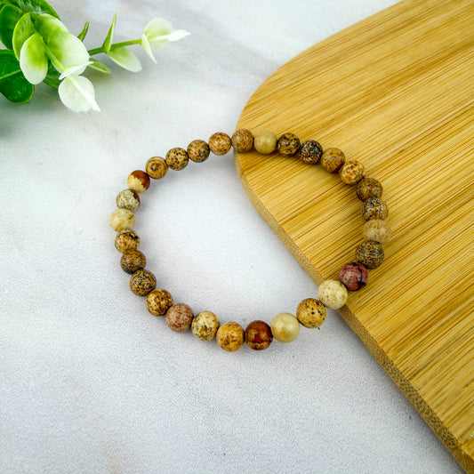 Bracelet boule 6 mm en jaspe paysage