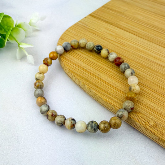 bracelet boule 6 mm en agate crazy lace jaune