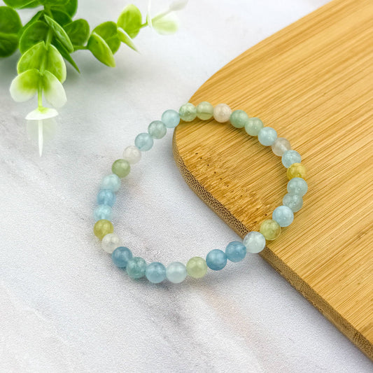 bracelet boule 6 mm  en morganite multicolore