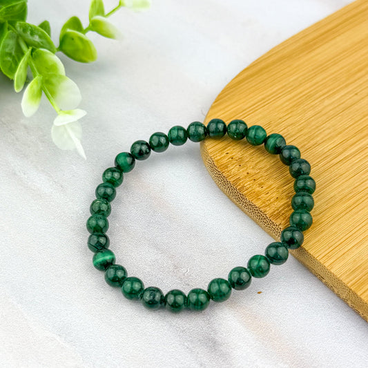 Bracelet boule 6mm en malachite
