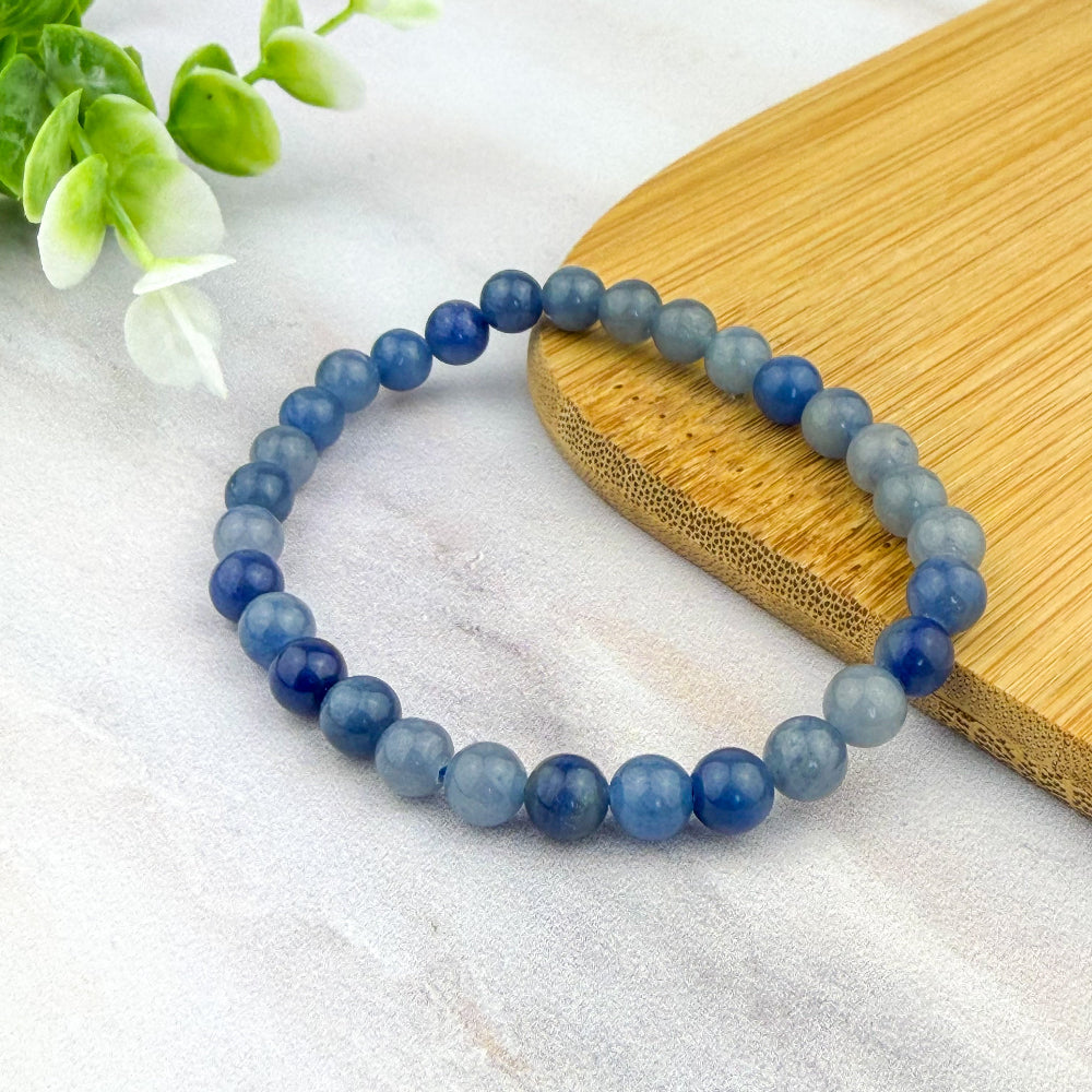 Bracelet boule 6 mm en aventurine bleue