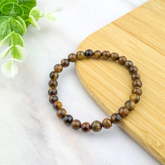 bracelet boule 6 mm en oeil de tigre