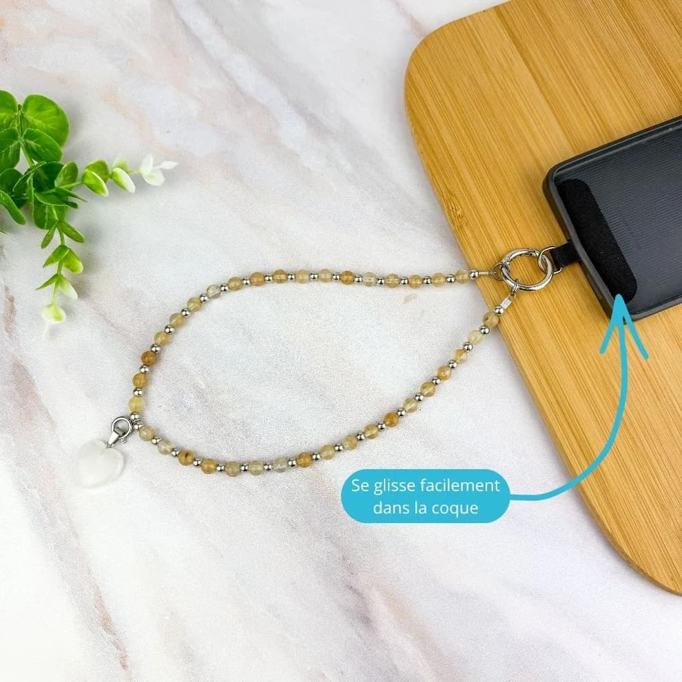 Bijou de Téléphone & Collier 2 en 1 – Quartz Rutilé Confiance