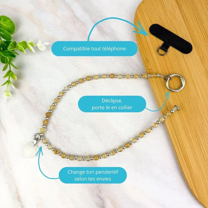 Bijou de Téléphone & Collier 2 en 1 – Quartz Rutilé Confiance