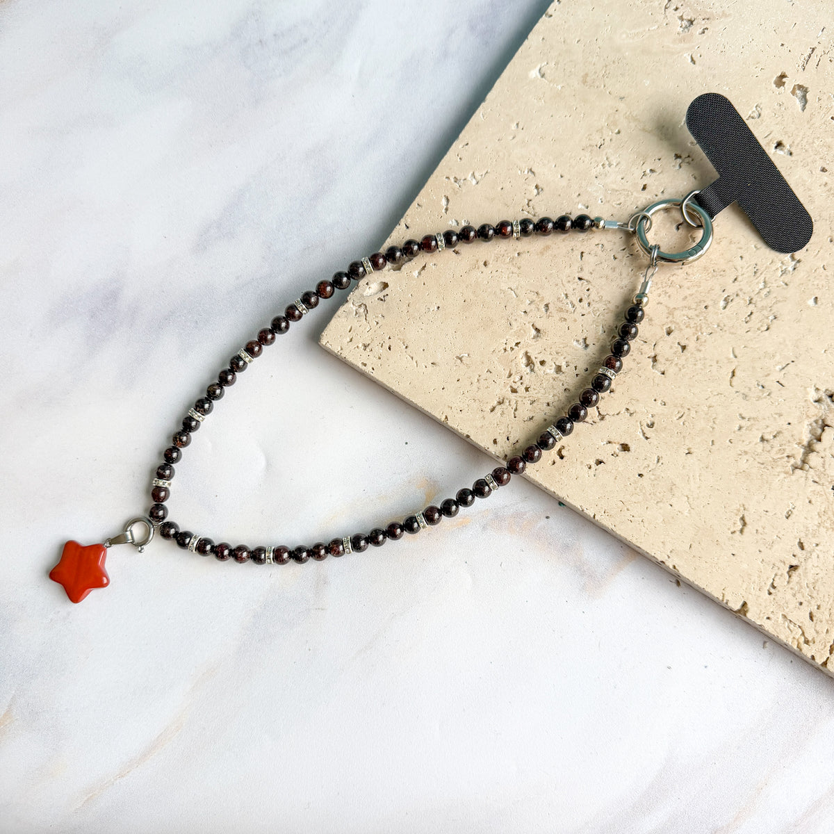 Chaîne de téléphone & Collier personnalisable 2 en 1 - Grenat