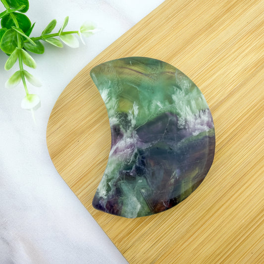 Grosse lune en fluorite plume de chine