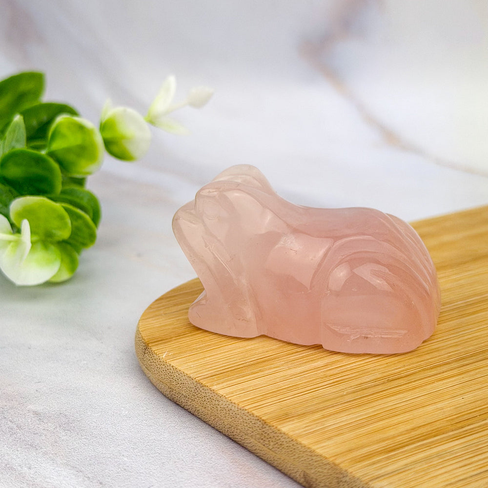 Grenouille en Quartz Rose