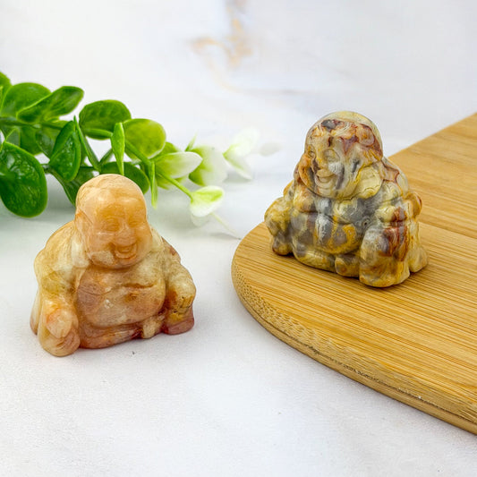 Bouddha en agate crazy lace jaune