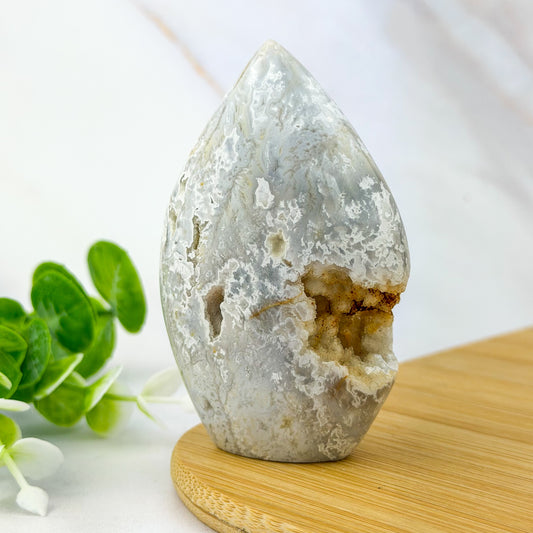 Flamme en agate plume cristalisée