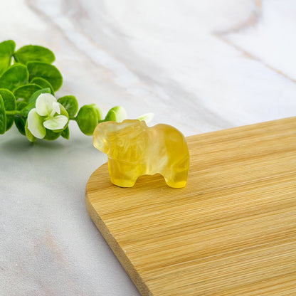 Animal éléphant en fluorite jaune
