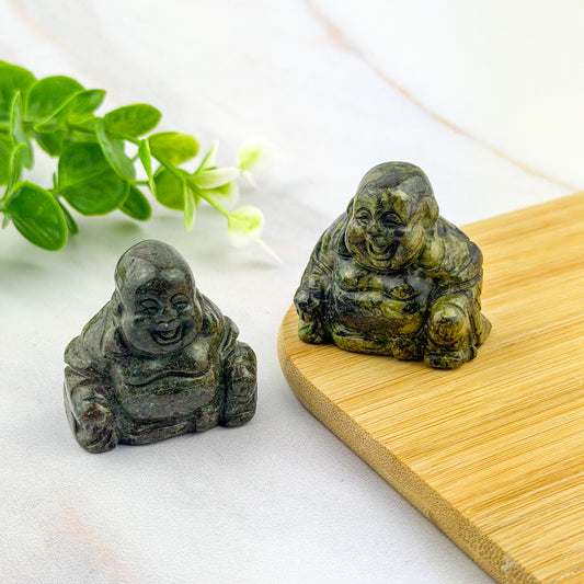 Bouddha rieur en Jaspe sang de dragon