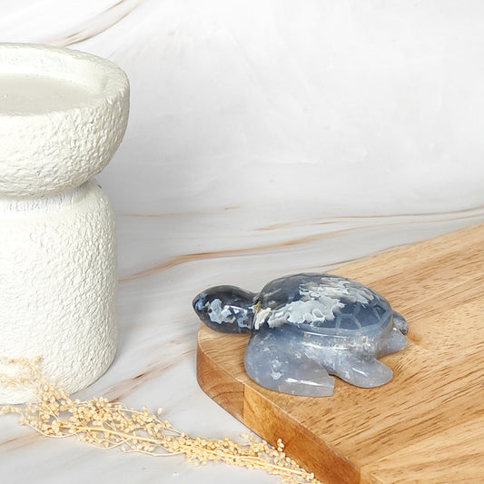Tortue en Agate Bleue Pacifique