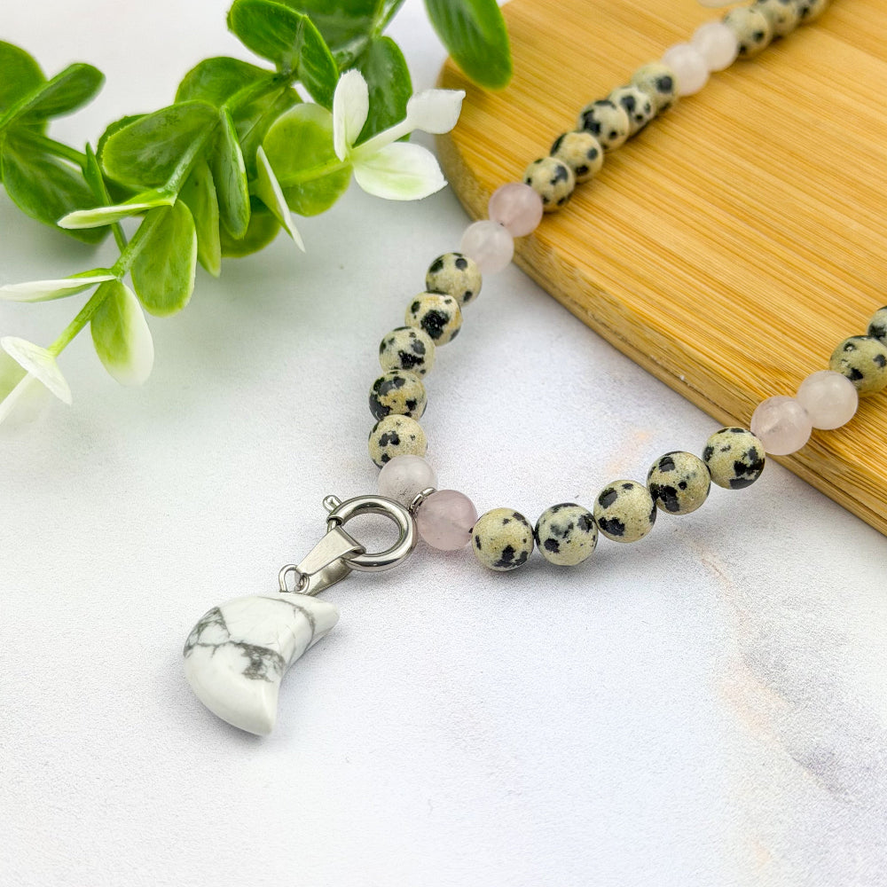 Jaspe dalmatien et quartz rose