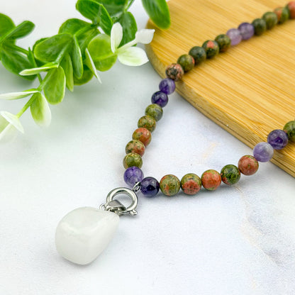 Unakite et améthyste