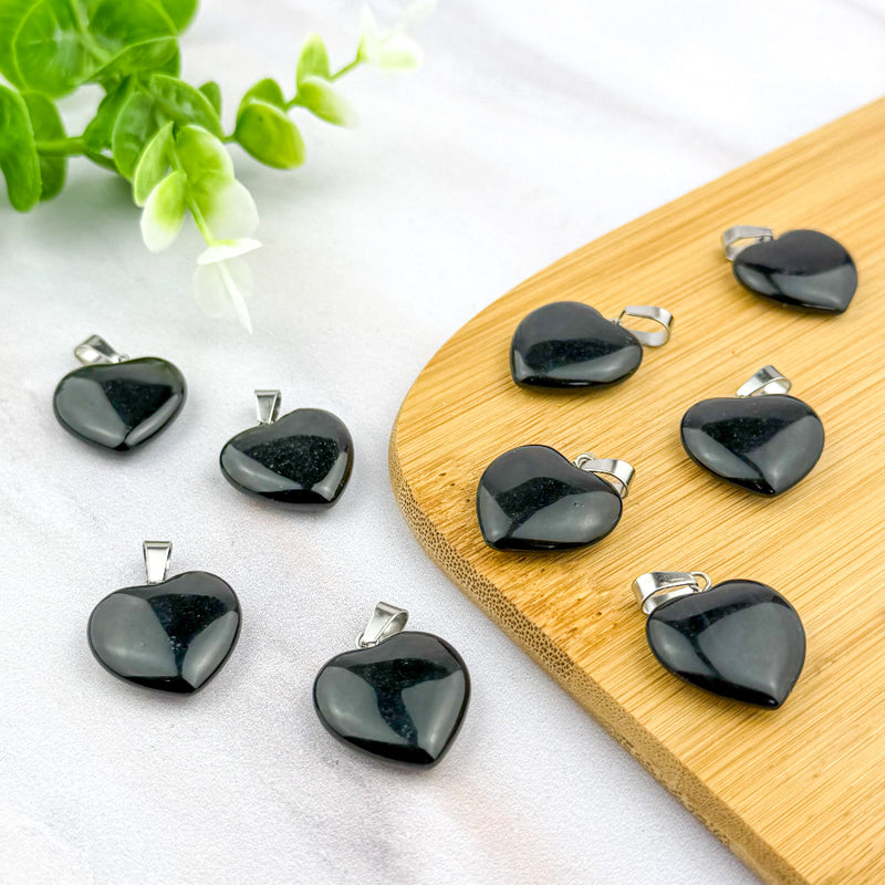 Pendentif cœur en Obsidienne Noire