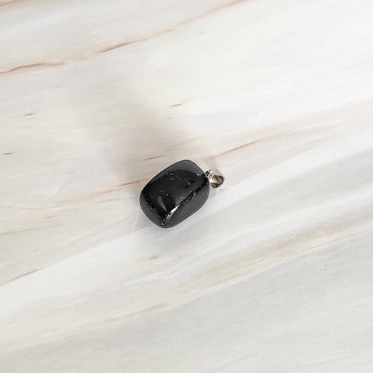 Pendentif rectangle en obsidienne noire