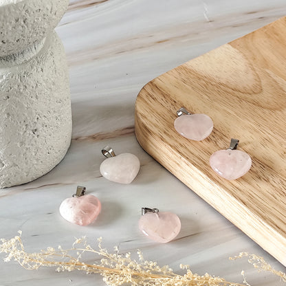 Pendentif coeur en quartz rose