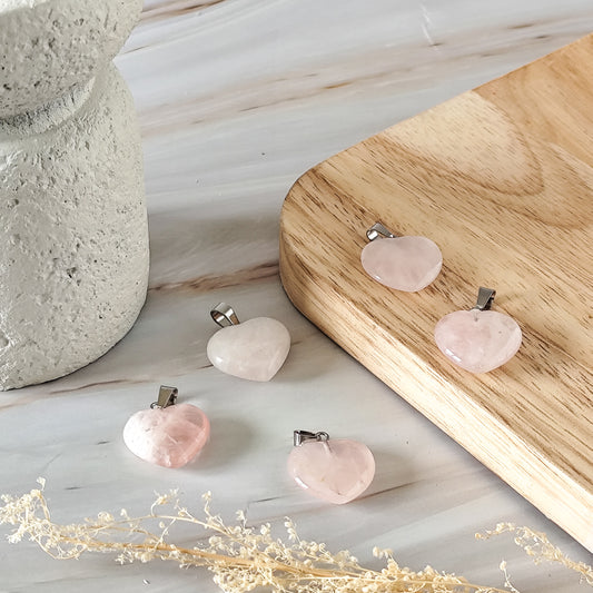 Pendentif coeur en quartz rose