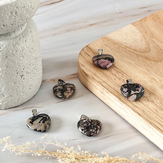 pendentif Coeur en Rhodonite