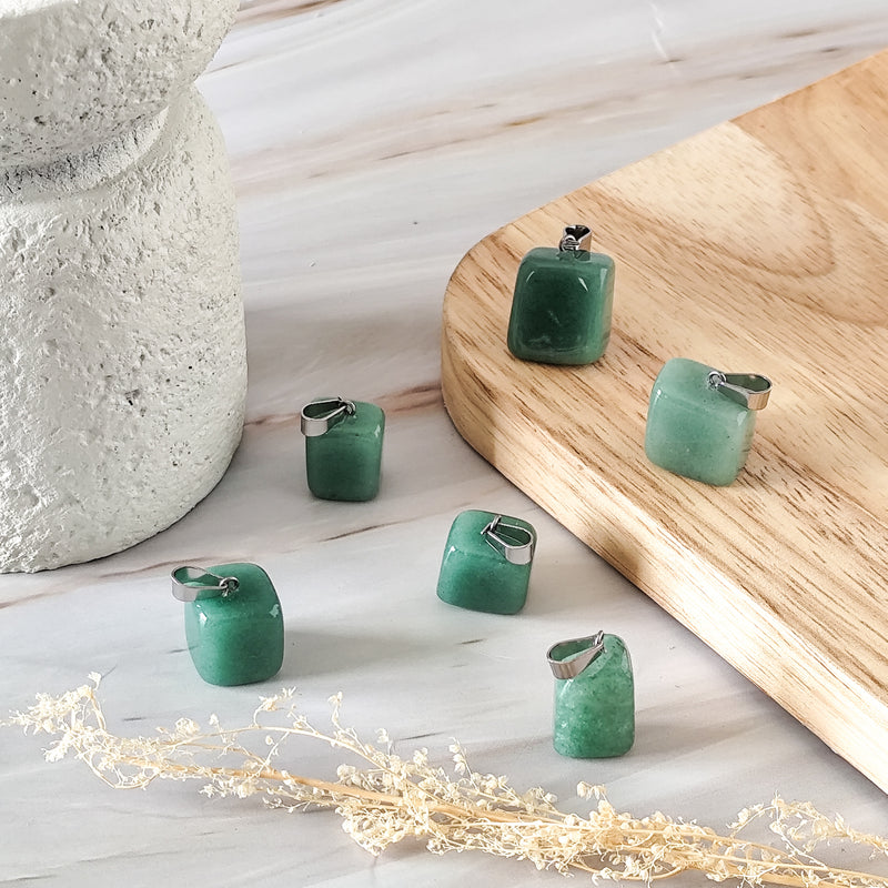 Pendentif rectangle en Aventurine Verte