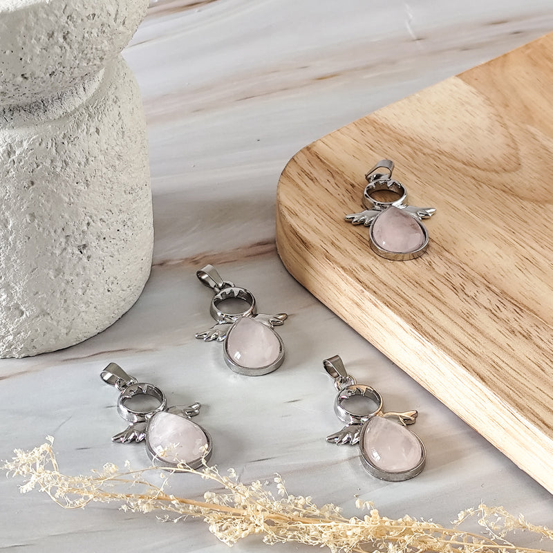 Pendentif ange en Quartz Rose