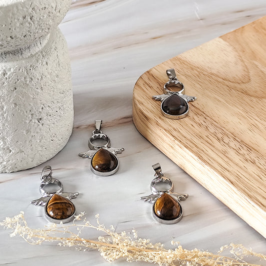 pendentif ange en oeil de tigre