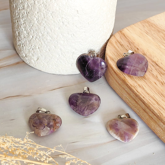 pendentif coeur en améthyste