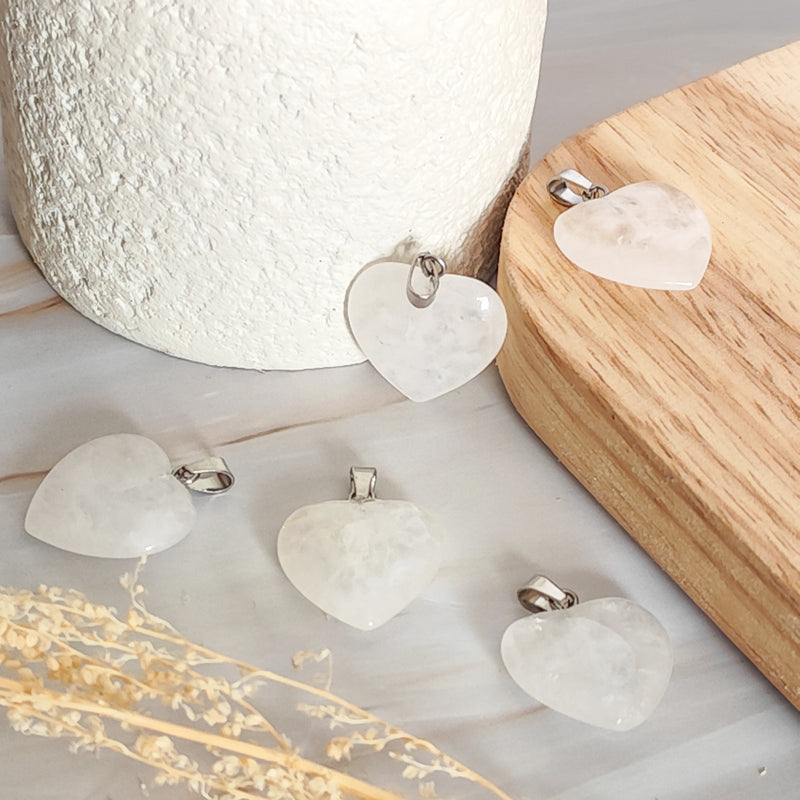 Pendentif coeur en Cristal de Roche