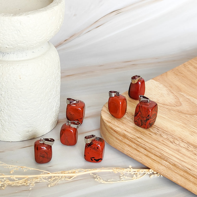 Pendentif rectangle en Jaspe Rouge