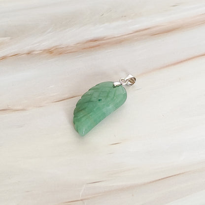 Pendentif aile d'ange en aventurine verte