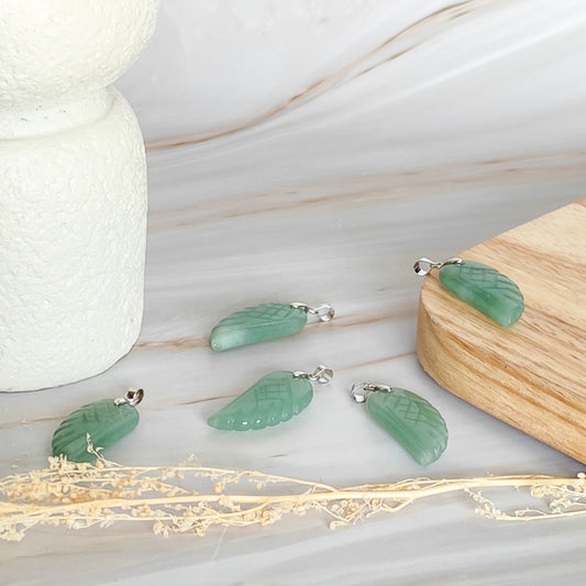 pendentif aile d'ange en aventurine verte