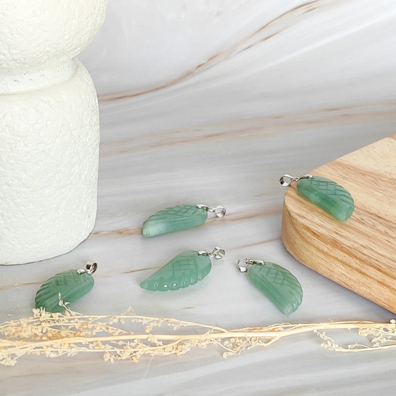 Pendentif aile d'ange en Aventurine Verte