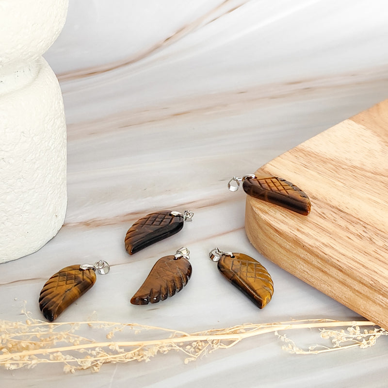 Pendentif aile d'ange en Oeil de Tigre