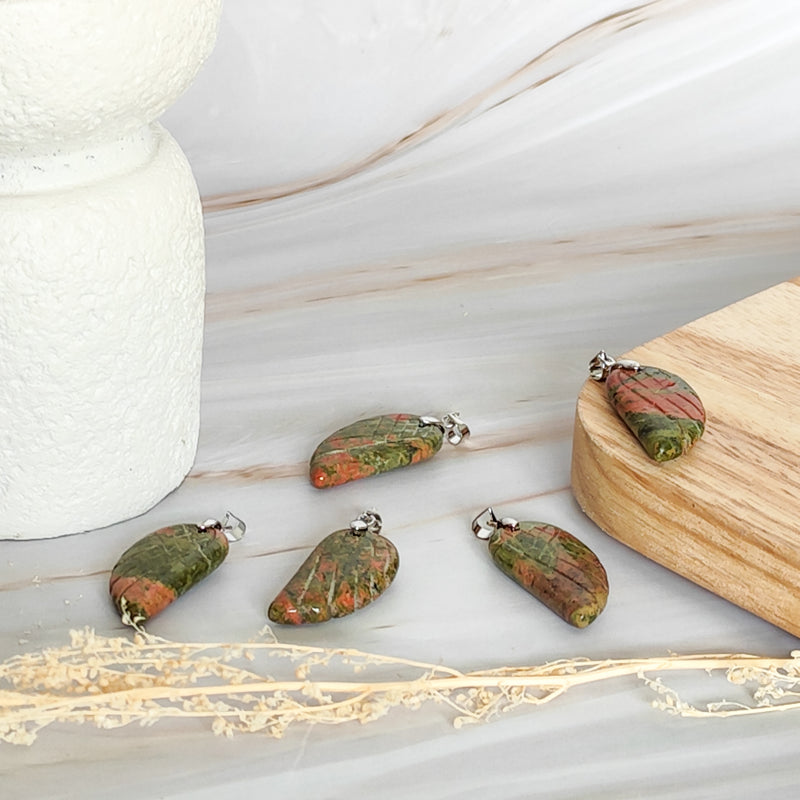 Pendentif aile d'ange en Unakite