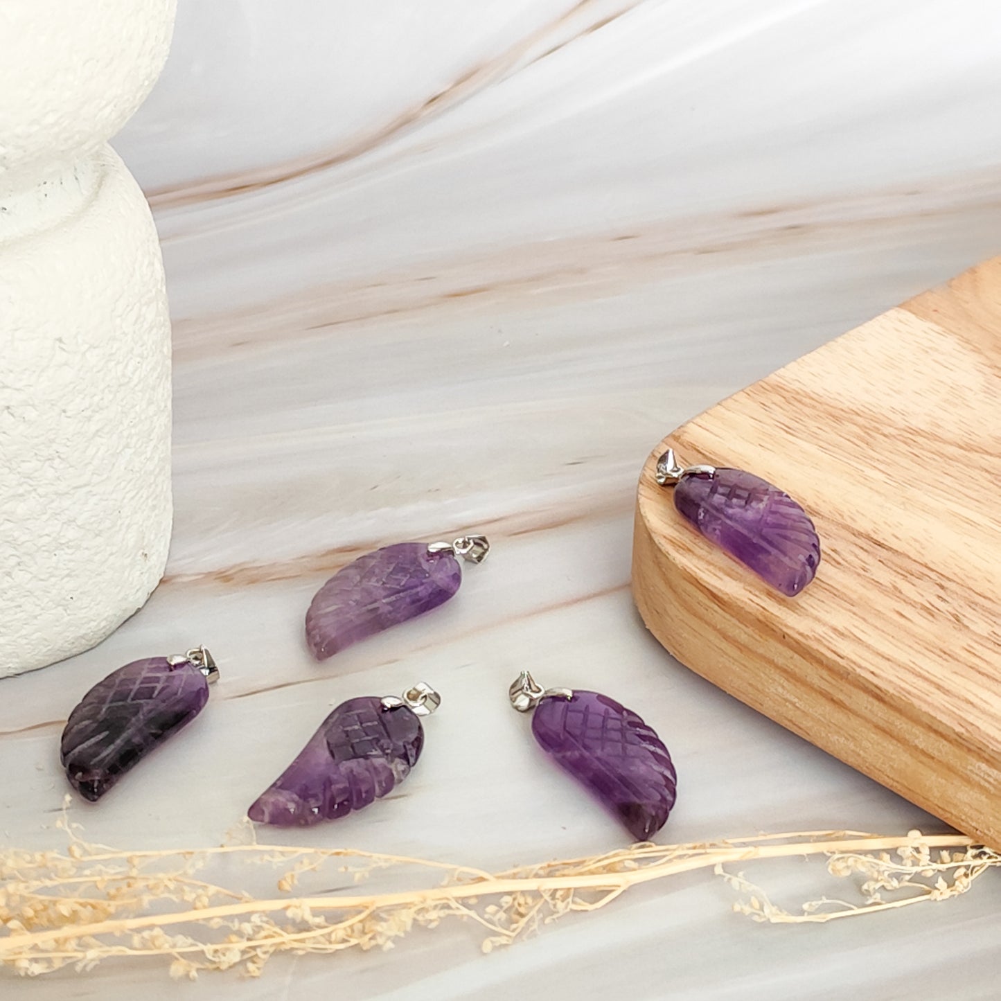 pendentif aile d'ange en améthyste