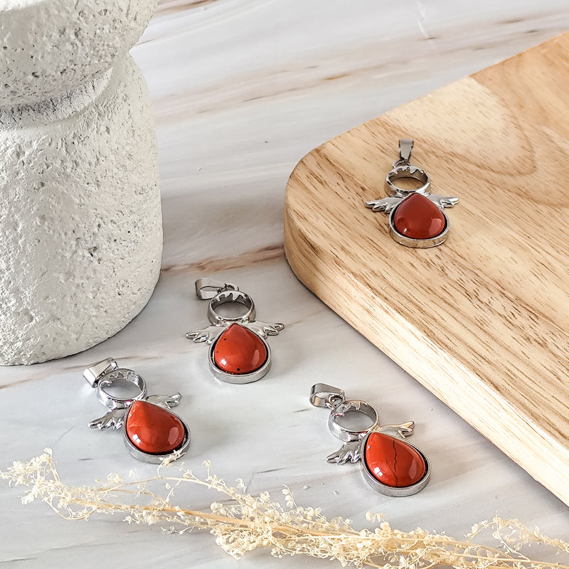 Pendentif ange en Jaspe Rouge